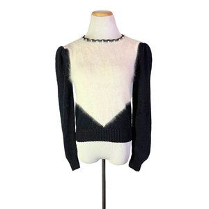 Vintage Unmistakably Alan Cherry Size XS? Black Puff Shoulder Sweater